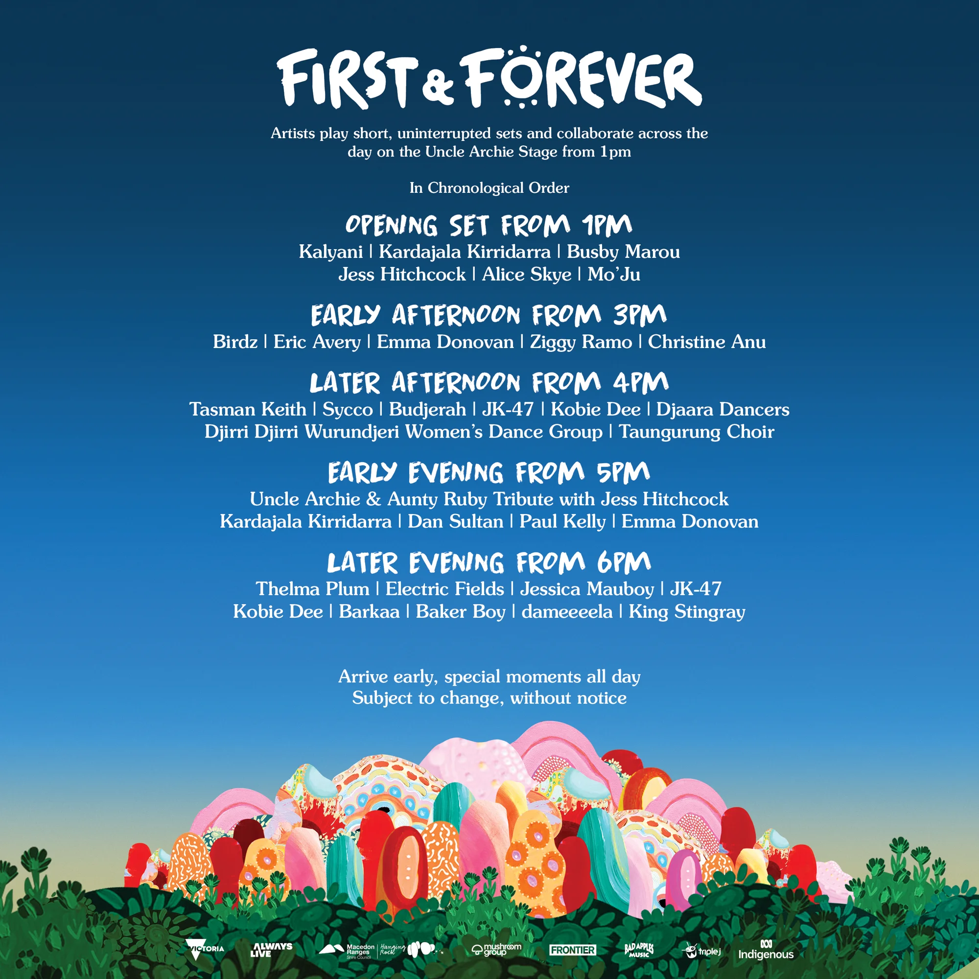 ‘FIRST & FOREVER’ - Live At Hanging Rock | One week to go! Set times ...