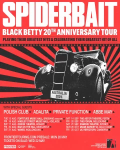Spiderbait Australian Black Betty Tour for August – October